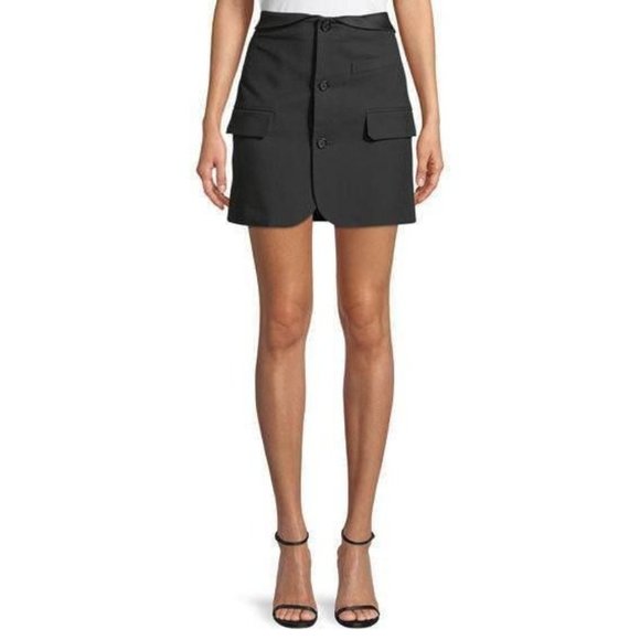 Helmut Lang Luxury Crepe Blazer Mini Skirt Womens 0 Black Cotton Blend Career - Picture 1 of 7
